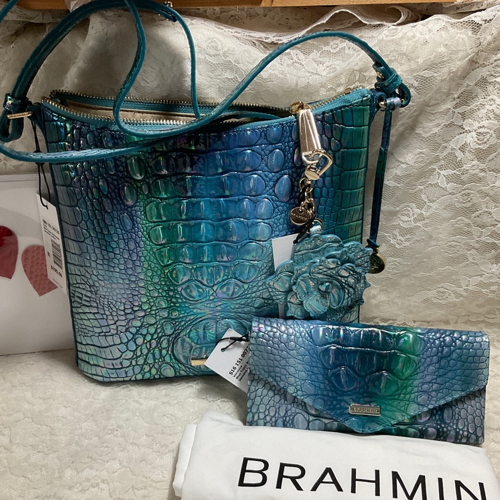 $FIRM$ NWT 3 Pc BRAHMIN BLUE TOPAZ XBODY, VERONICA & ARCTIC BLUE MAGNOLIA